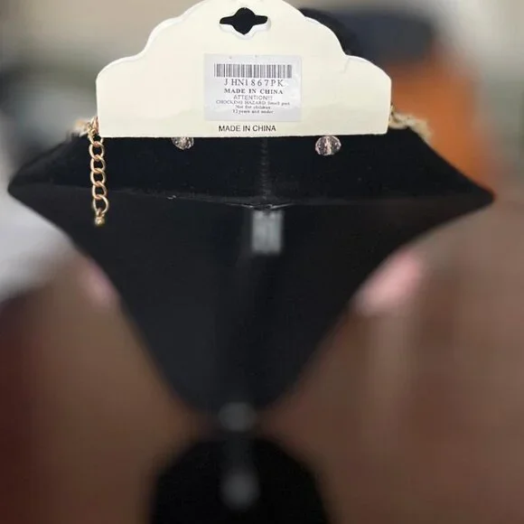 LUCEAT Pink Beaded Suede Floral Statement Bib Necklace & Earring Set NEW!!!!‎ - Picture 2 of 2